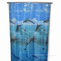 Waterproof Polyester Shower Curtain in Blue Color, Customized Designs and Sizes are Welcome